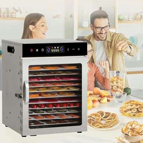 AFLEPCBRQ Commercial Food Dehydrator Machine, Drying Cabinet, Freeze Dry Machine for Home for Fruits, Vegetables, Herbs, Mushroom, Dog Treats,12-Tray