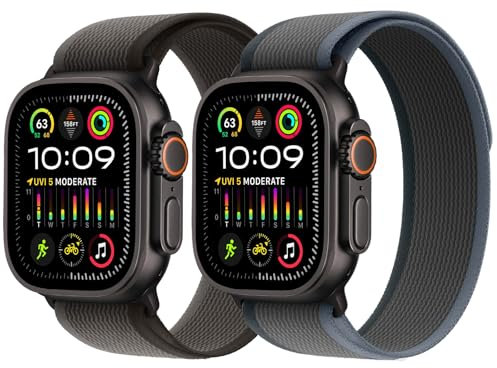 2 cinturini Trail Loop in nylon, compatibili con Apple Watch Ultra 2/Ultra 49 mm, 46 mm, 45 mm, 44 mm, in tessuto elasticizzato e intrecciato con iWatch Ultra 2, Ultra Series 10 SE/9/8/7/6/5/4