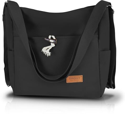 FuninCrea Crossbody Bag Damen, Umhängetasche Damen und Rucksack Damen 3-in-1-Verwendung, Große Kapazität Crossbody Bag Leichtgewicht Damen Rucksack mit Reißverschluss Verstellbare Riemen (Schwarz)