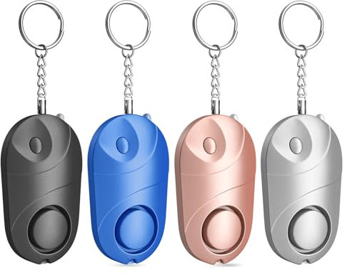 Alarme Personnelle Qoosea Safe Sound de Sécurité Personnelle Porte-clés sirène 140 DB avec lumière Alarmes de sécurité d'autodéfense d'urgence pour Enfants/Femmes/Personnes (Argent/Or Rose/Noir/Bleu)