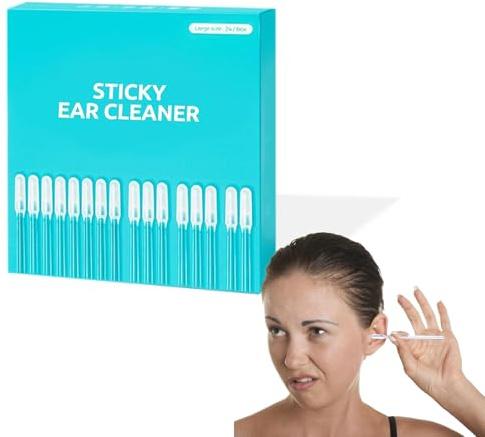 24 Pcs Sticky Cotton swabs Professional Ear Cleaner Set Earwax Removal Tool, Reusable Ear Wax Removal, Dry Ear Cleaning Kit, Professional Ear Wax Remover for Adults Kids Home Use Ear Pick