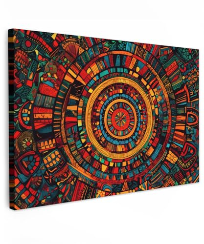 MuchoWow© Leinwand Bilder Groß XXL Wanddeko Wohnzimmer Aesthetic Room Decor | 120x80 cm - Deko Zimmer Wandbilder Modern Bild auf Mandala - Kreise - Muster