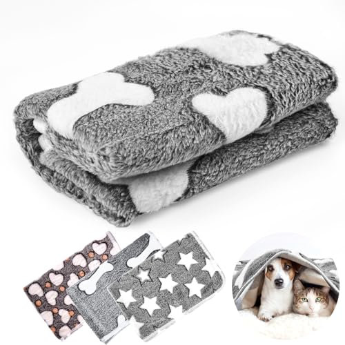 Neerow 3 Stück Hundedecke, 60 x 40 cm Katzendecke Sofa, Weich Fleece Haustier Decke Flauschig, Kuscheldecke Hunde Waschbar für Hunde, Katzen, Sofas, Autos, Betten, Transportbox