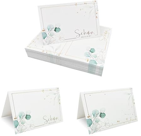 FloraVigo Tischkarten, Tischkarten Hochzeit,  Schön dass du da bist, Tischdeko Tischkarten, Platzkarten zum Selbstbeschriften, für Hochzeit Geburtstag Konfirmation Kommunion Taufe Feier (50 Stück)
