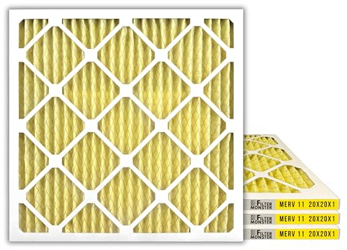Filter-Monster Pleated HVAC 20x20x1 MERV 11 Replacement Filter, 4-Pack