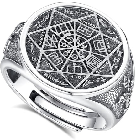EUDORA Harmony Ball Sterling Silber S925 Heiliger Benedikt/Ankh Kreuz/Kreuz Ring Jesus Fisch Symbol Ringe für Damen Herren, Verstellbarer Offener Ringe Religion Geschenk für Herren Frauen
