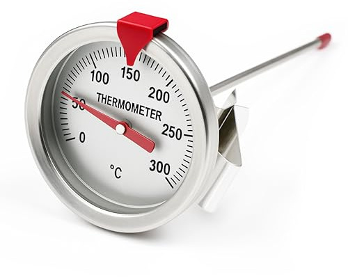 Falkenhorn® Wachsthermometer analog 0–300 °C – 30 cm Edelstahlfühler mit verstellbarem Clip & Zielpfeil – ideal für Kerzenherstellung, Sojawachs, Paraffin, DIY Wachs gießen & Seife schmelzen