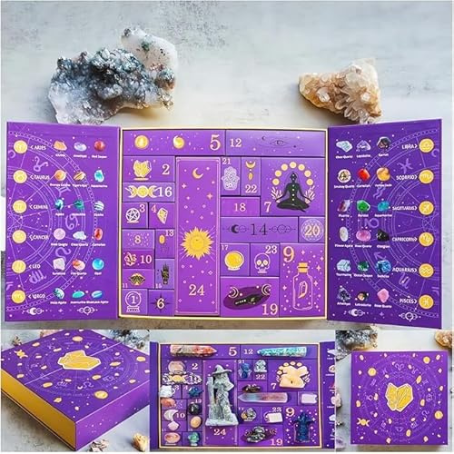 Reiki-Kristall-Halloween-Countdown-Geschenkbox 2025 Reiki-Kristall-Heilsteine, Weihnachts-Adventskalender-Set, Edelstein-Dekor, Geschenke Für Erwachsene Und Frauen,1Pcs