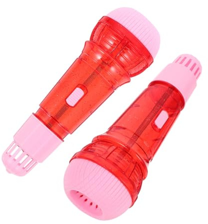 FUNNETOYU 2 Pcs Microphone Pink Plastic Echo Microphones for Pretend Play Musical Instruments Early Education Developmental Singing for Imaginative Role Play