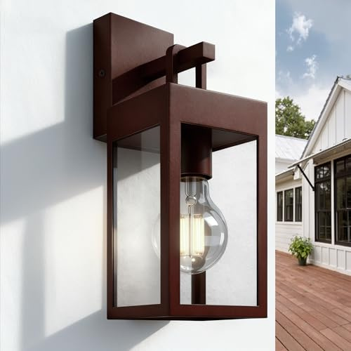 JNR Edelstahl Aussenlampe Wand, E27 LED Wandleuchte Ausse, Bronze Rotbraun