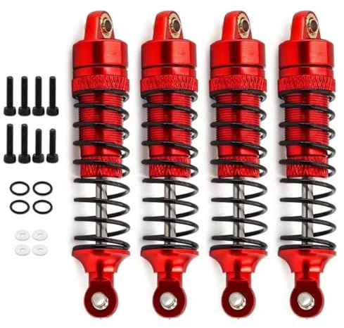 Rc-StoßDäMpfer Für Trax Für Latrax Für Teton Für Desert Pre-Runner Sst 1/18 4 Stück Metall Stoßdämpfer Vorne Hinten Rc Truck Auto Upgrade Teile(Red)