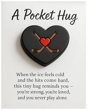 Masoog Hockey Heart Bag Hug, Motivierendes Hockeygeschenk Mit Ermutigungskarte, Lustige Grußkarte Für Trost Und Mut, Kleines Geschenk Für Spieler, Freunde,
