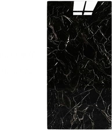 10Pcs Marble Tile Stickers,60 x 30cm Self Adhesive Wall Tiles,Stick On Tiles for Bathroom,Decorative Waterproof Self Adhesive Tile for Walls Bathroom/Kitchen/Living Room/Bedroom (10, Black)