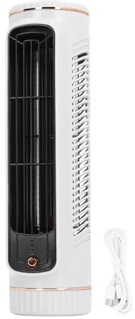 GEDMRT Bladeless Desk Fan | 3 Speeds Quiet Cooling for Office/Bedroom/Outdoor | Rechargeable Table Fan with 1200mAh Battery | Compact Personal Space Cooler (White)
