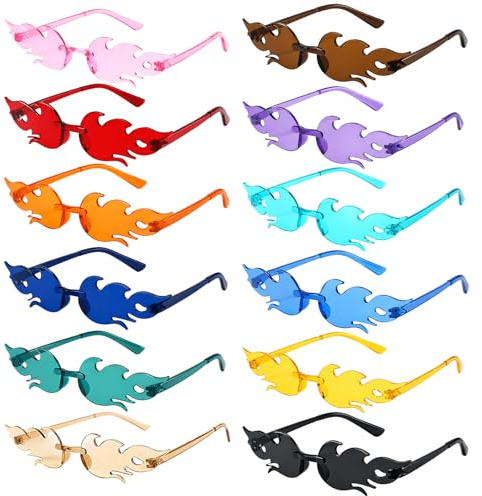 MmotZsb Lustige Brille, Lustige Sonnenbrille, 12 Stück im Set mit verschiedenen Farben, Hellbraun für Partys und Veranstaltungen, Einheitsgröße mit UV-Schutz