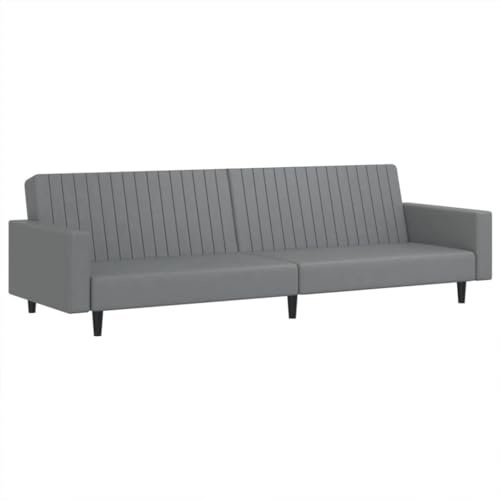 Qifoedo Schlafsofa 2-Sitzer Grau Kunstleder 220 x 84,5 x 69 cm Modernes Design mit Bettfunktion & Faltfunktion Komfortable Wohnlandschaft für Wohnzimmer Gästezimmer Büro und Studio