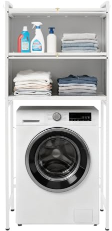 Étagère haute pour machine à laver - 70 x 25 x 167 cm - 3 étagères | Étagère WC au-dessus de la machine à laver, armoire de toilette, porte-serviettes