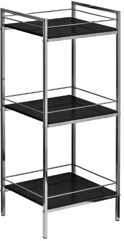 Premier Housewares 3 Tier Shelf Unit with Chrome Frame - 84 x 34 x 30 cm, Black