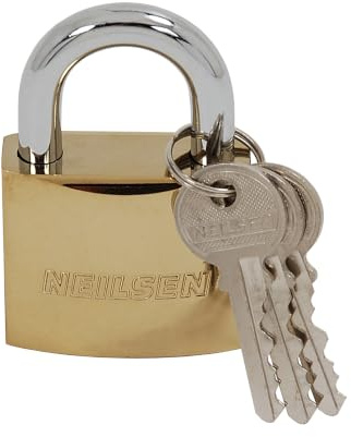 Neilsen CT2088 50mm Heavy Duty Electroplated Padlock - 3 Keys Included, Secure and Durable, Ideal for Gates, Lockers, and Storage
