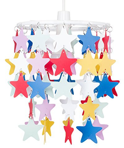 MiniSun | Children's Multi Coloured Stars Ceiling Light Shade | Children's Lighting, Home Décor & Improvement Essential