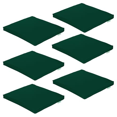 Garten Stuhl Sitz Pad nur 6 Stück in grün, mit Befestigungsbändern auf der Rückseite. Toll für Innen und Außen, hochwertiges, wasserabweisendes Material.