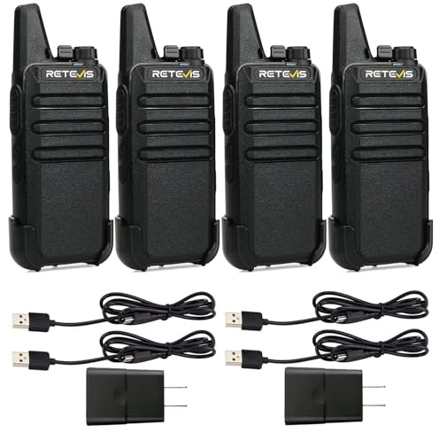 Retevis RT22 Two Way Radio Long Range Rechargeable,Portable 2 Way Radio, USB-C Charging, Handsfree Walkie Talkies for Adults Cruise Hiking Camping(4 Pack)