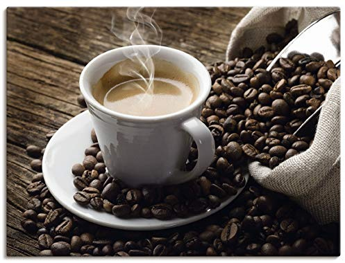 ARTLAND Wanddeko Leinwand Bilder Wandbild 120x90 cm Kaffee Espresso Coffee Cafe Kaffeebohnen Rösterei Getränke T5VA