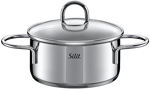 WMF Silit Toskana Kochtopf klein 16cm, Glasdeckel, Bratentopf Induktion 1,4l, Edelstahl poliert, unbeschichtet