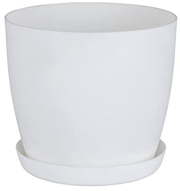 Home Garden Ornaments Plant Pots Indoor, Indoor Plant Pot - Decorative Flower Pots with Mat Surface and Plant Pot Saucer (Diameter: 16cm, Colour: White)
