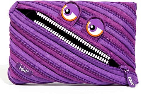 ZIPIT Wildlings Federmäppchen für Mädchen | Extra Großes Mäppchen für die Schule | Monster Etui für Kinder | Federmappe Lila