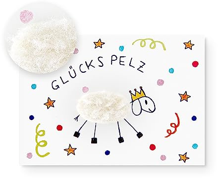 Inkognito Plüsch Postkarte, Anlass: ''flauschig'' im Motiv: ''Plüschkarte Glückspelz'', Künstler/Künstlerin: ''Barbara Dienz-Sengmüller'' Art-Nr.: 20894, aufgelegt vom Berliner Verlag