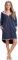 LEVERIE Vestaglia donna in cotone felpato autunno/inverno, Mod. 1 blu scuro, L