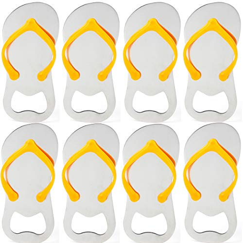 10-Pack Personalized Flip-Flop Bottle Openers, Engaved Beach Sandal Beer Bottle Openers, Unique Wedding Favor Ideas by OnePlace Gifts (Orange)