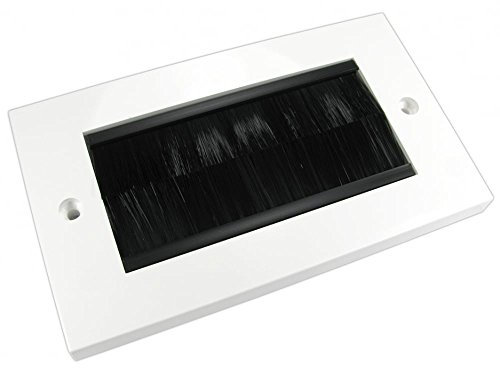 Ex-Pro® White Double Gang Brushplate with Black Brushes/Brush Strip Wallplate/Wall Plate/Faceplate Cable Tidy by for Wall Mounted Plasma TV etc [2 Pack]