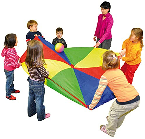 KL-Toys Schwungtuch Ø 185 cm mit 8 Griffen / Fördert die Auge-Hand-Koordination und das Rhythmus Gefühl / Maße: Ø 185 cm / Material: Polyester