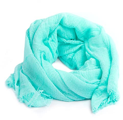 Karl Loven Femme - Foulard - Froissé - pashmina - écharpe - cache-col - 30 Couleurs (Vert d'eau)