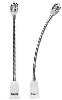 DiCUNO E27 a E27 Base Socket 27.5CM Extensión, Extensor de zócalo para lámpara, Adaptador de soporte de lámpara, Paquete de 2
