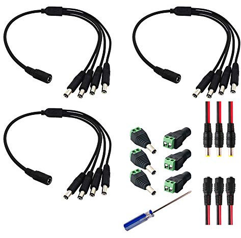 GTIWUNG 1 Buchse zu 4 Stecker DC Splitter, DC Stromverteiler 5,5x2,1mm, Female Male DC Stromkabel Pigtails Stecker CCTV-Kamera-Anschlusskabel Stecker, DC Power Jack Plug Adapter