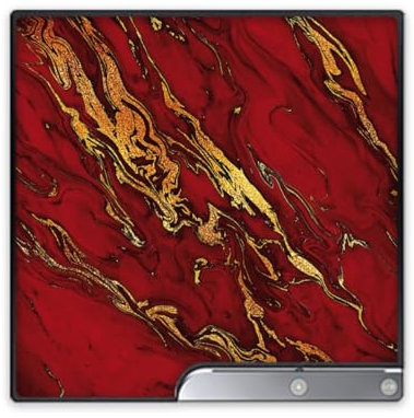 Skin kompatibel mit Sony Playstation 3 Slim CECH-2000-3000 Folie Sticker Rot Glitter Gold