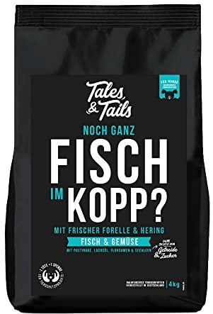 Tales & Tails Fisch Im Kopp Halbfeuchtes Trockenfutter für Hunde | Getreidefrei | Mit 60% Fisch Als Tierische Proteinquelle | Hohe Akzeptanz & Verträglichkeit | 4kg
