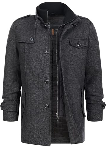 Indicode Herren Brandon Winter-Wollmantel warmer Kurzmantel mit Stehkragen | Edler Wollmantel mit Stehkragen, Herrenmantel, Kurzmantel, Wintermantel, Businessmantel, Übergangsmantel für Männer