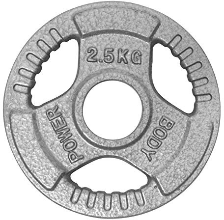 BODYPOWER 2.5Kg Tri Grip Cast Iron Olympic Weight Plates (x2)