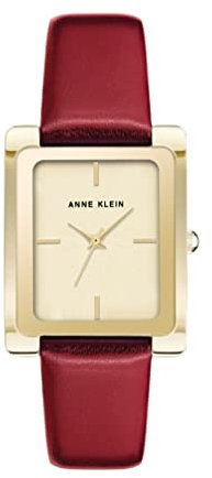 Anne Klein Women's Leather Strap Watch Dark Red/Gold