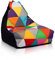 Ecopuf - Keiko Patchwork Pouf Sessel Outdoor - Sitzsack Styroporkugeln - Wasserfester Stoffsack - Entspannungssessel - Wohnungseinrichtung - Sessel Größe M - 100x80x85cm, Schwarz Nc14