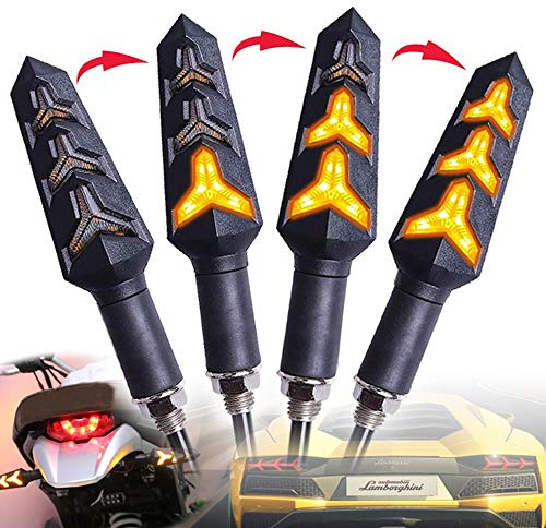 DOPHISALL AUTO 2-Pack Motorcycle Indicators Flowing Turn Signal Lights Y Shape LED Bulbs For Motorbike Scooter Off Road (DC-12V)