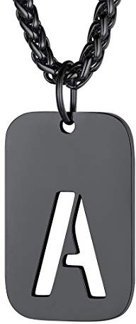 FindChic Schwarz Dog Tag Kettenanhänger Militärische Erkennungsmarke Halskett mit Ihr Wunschgravur für Valentinstag Party