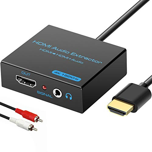 VPFET HDMI Audio Extractor Splitter 4K 3.5mm Adapter Converter with AUX RCA L or R Stereo Output Support 1080P 3D Compatable for PS4 Fire Stick Blu Ray Player etc
