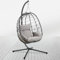 GardenCo Milan Folding Hanging Egg Chair INCLUDES WEATHERPROOF COVER - Outdoor and Indoor Rattan Weave Swing Chair Hammock - Hanging Chair (Grey with Grey Cushion)