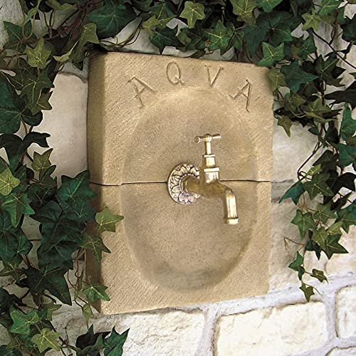Aqua - Rosace en pierre reconstituée pour robinet extérieur | Couleur sable | mm 250 x 310 mm | Le robinet n'est pas inclus | Unité de vente 1 pièce