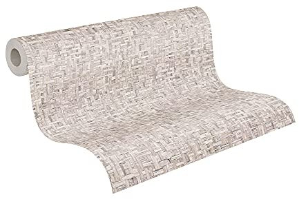 Architects Paper Holzoptik Jungle Chic Tapete in Geflecht Optik PVC-freie Vliestapete grau weiß matt glatt 377066 37706-6, 10.05 m x 0.53 m